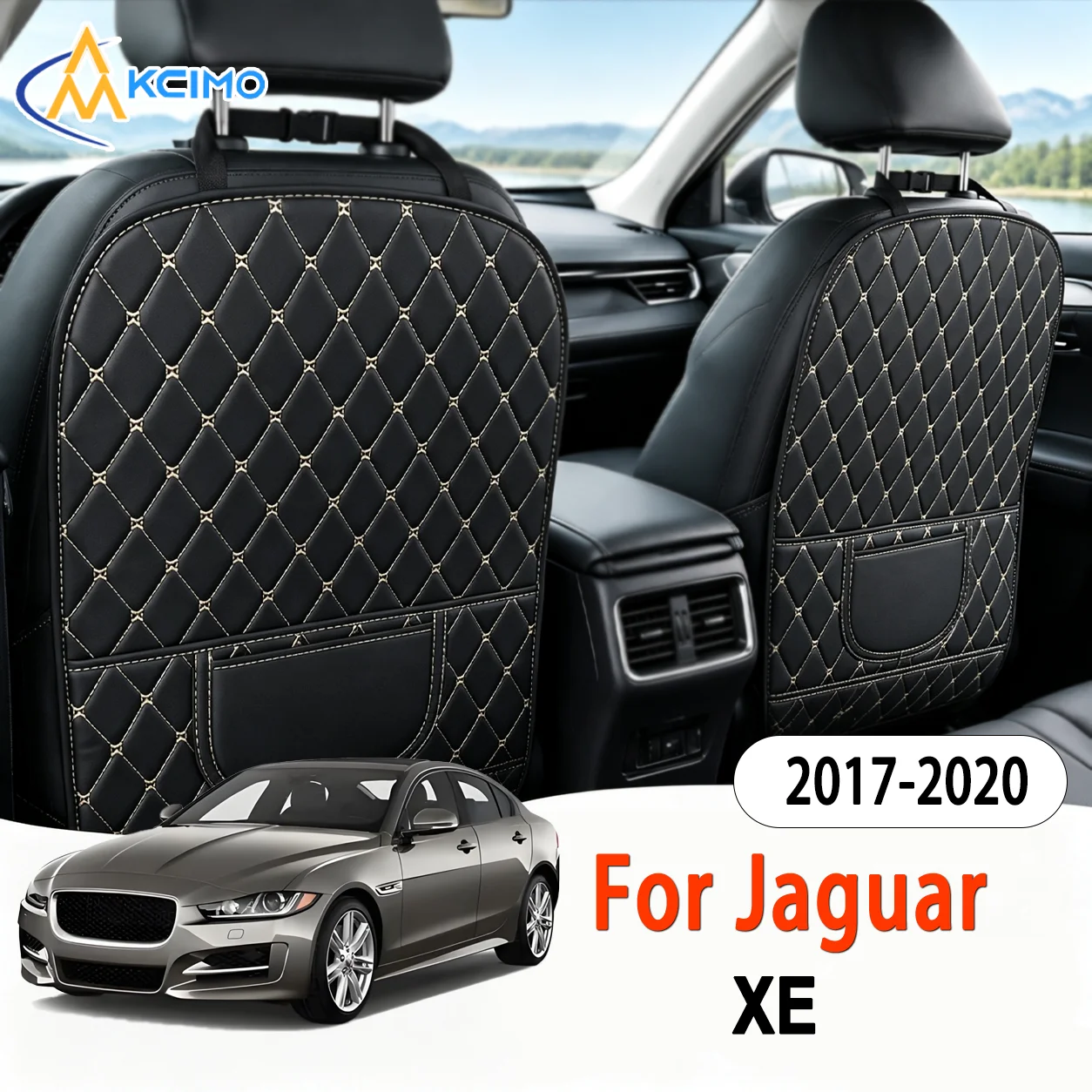 1PC PU Leather Car Anti-Kick Mats for Jaguar XE 2017-2020 Durable Seat Anti Kick Pad Superior Auto Seat Back Protector Pads