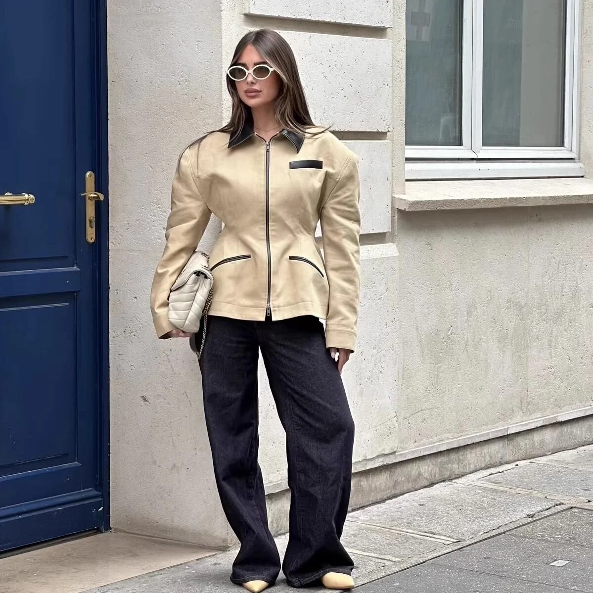 Faionable Simptic femmes Jaet taille-collant fermeture éclair nouveau automne hiver ort vêtements d'extérieur en Fiber de Polyester longue Sve