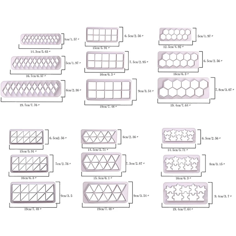 3PCS/Set Square Geometric Cutters Fondant Cookie Cake Mold Cutter Chocolate Mold Cake Decorating Cake Baking Tools DIY Mould