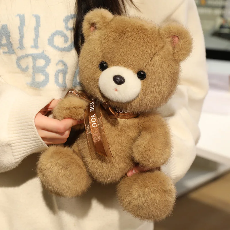 23/35cm Kawaii Soft Bow Bear Plush Doll Pillow High Quality Baby Bear Animal Stuffed Toy Home Decor Appease Gift For Children