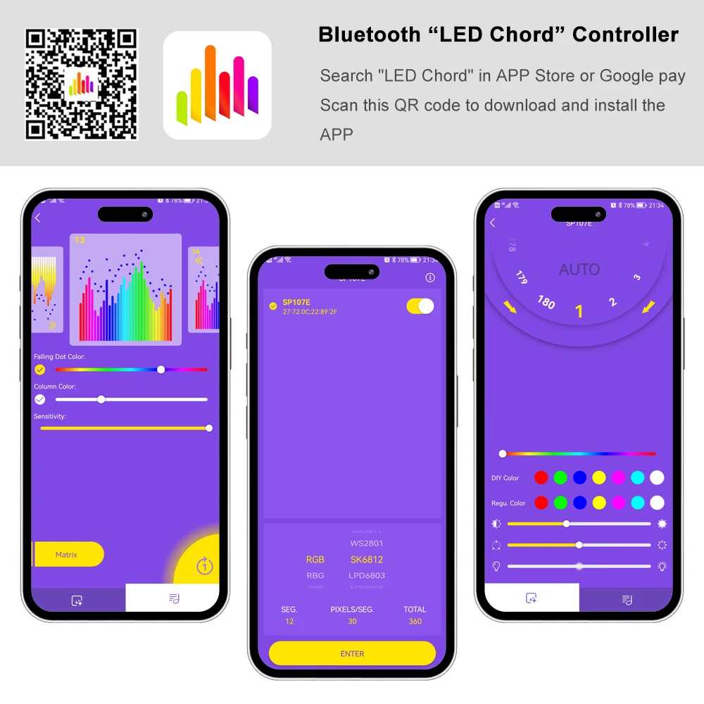 SP107E Led Controller RGB Music Bluetooth Smart Control 960 Pixels DC5-24V For WS2811 WS2812B SK6812 WS2813 WS2815 Lights Strip