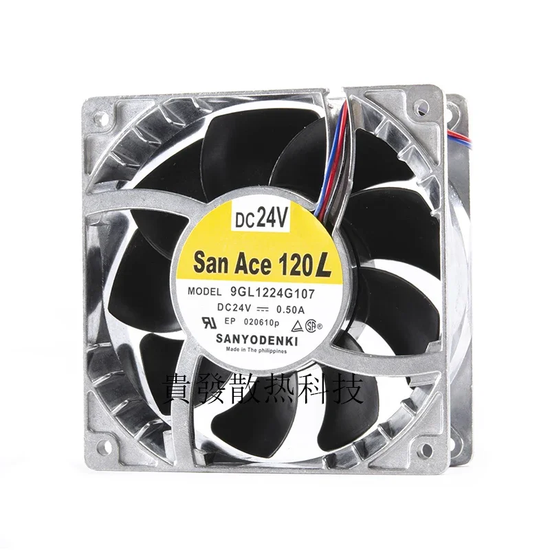 9GL1224G107 FOR Sanyo 12cm 12038 120*120*38MM DC24V 0.50a aluminum frame large air volume fan