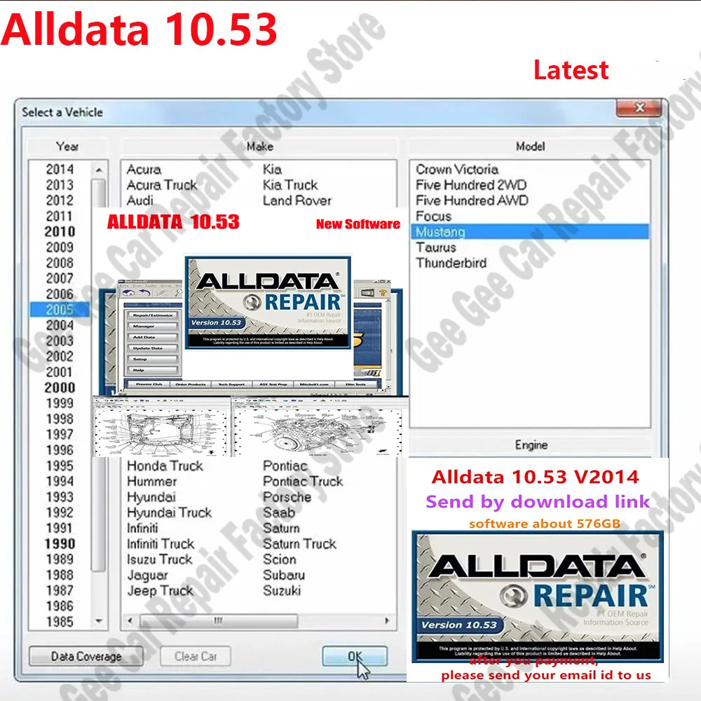 ALLDATA 10.53 obd2 scanner Automotive Car Repair Software autodata & alldata Car accessories Diagnostic Tool with Wiring Diagram