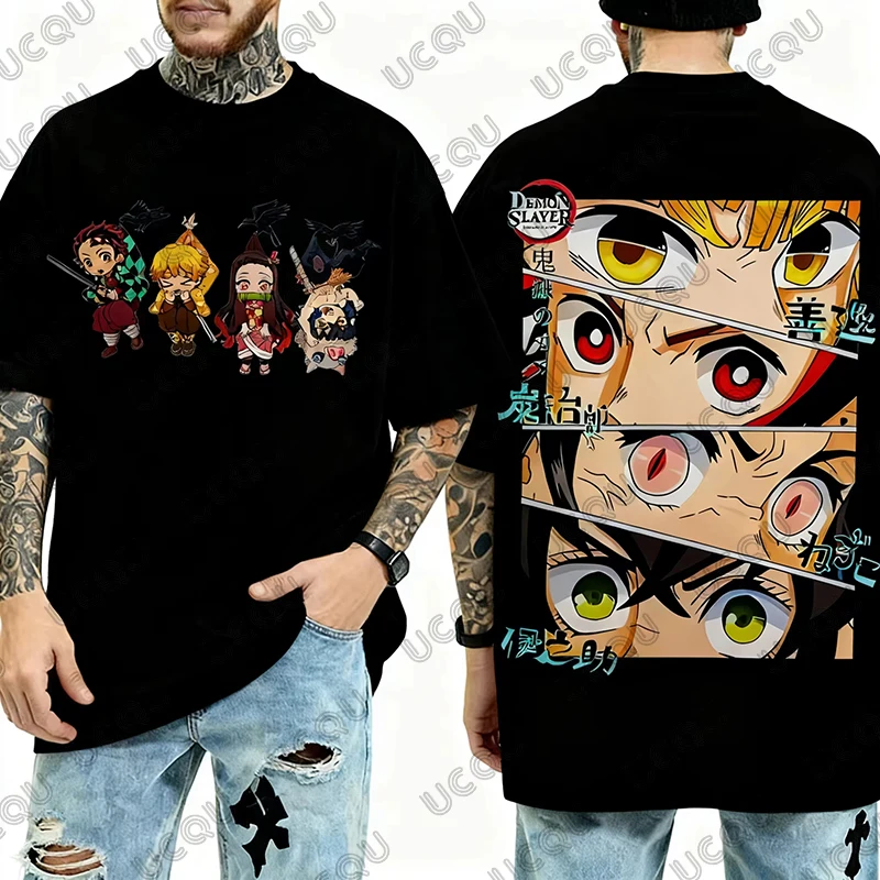 camiseta-de-algodao-com-estampa-de-desenho-animado-demon-slayer-para-homens-verao-cosplay-y2k-harajuku-casual-oversized-infantil-adulto