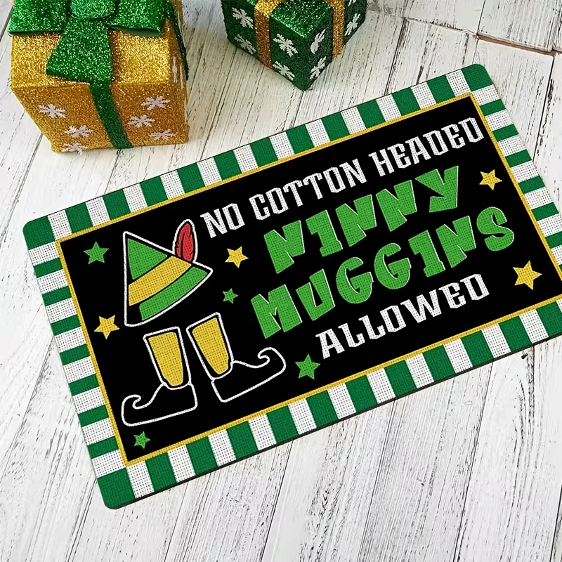 VIKAMA Merry Christmas Water Cow Grid Anti Slip Carpet Porch Indoor And Outdoor Christmas Home Decoration