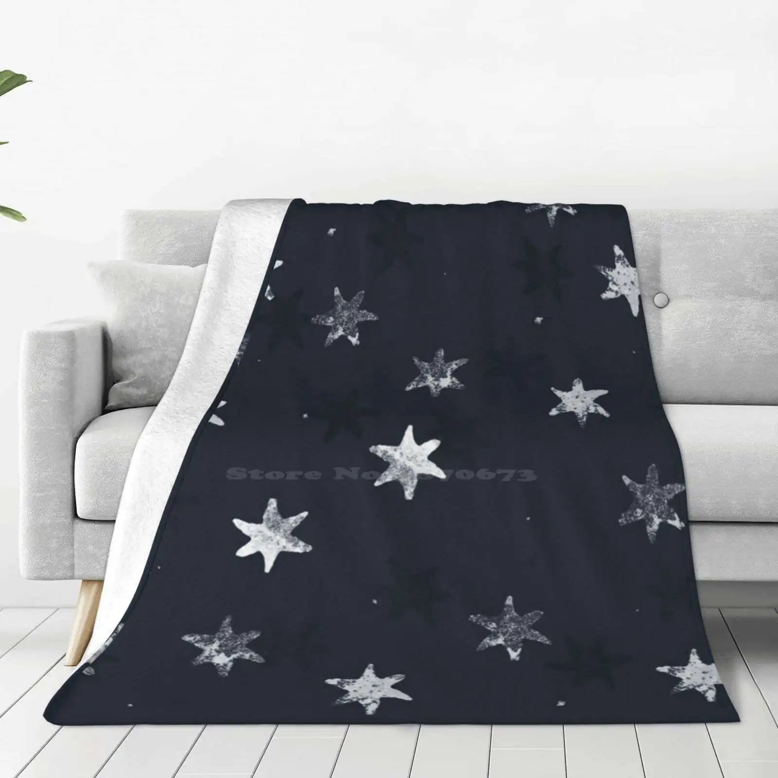 Stamped Star For Home Sofa Bed Camping Car Plane Travel Portable Blanket Stamped Stars Night Sky Pattern