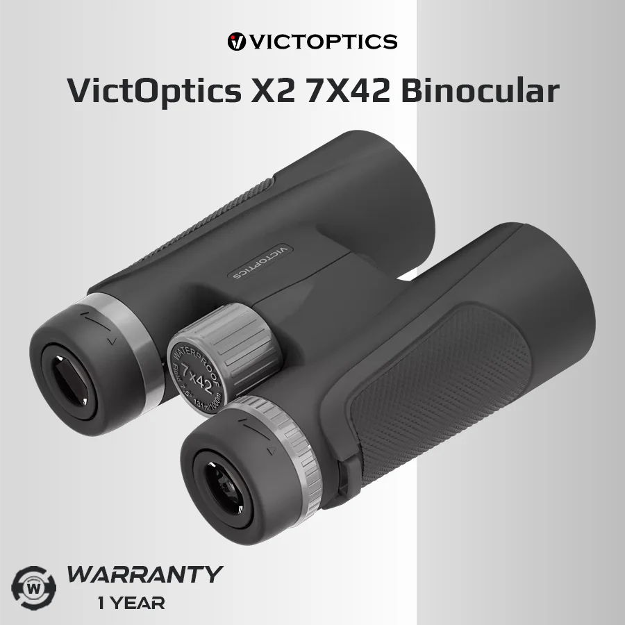 Victoptics X2 7X42 Binoculars Wide Field Bak4 Prism Multi-Coated Outdoor Bird Watching Hunting Compact Lightweight