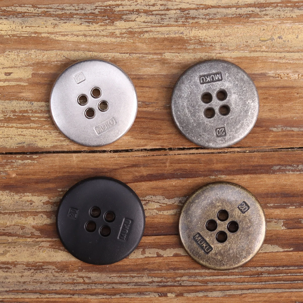 6pcs MUKU 2024 New Metal Series Thin 4 Hole Zinc Alloy Metal Buttons For Clothing High Quality Shiny Silver Matte Black Vintage