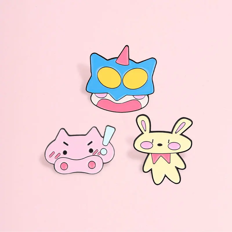 Q-version cartoon cute animal metal brooch tie bunny piglet unicorn monster brooch clothing accessories badge