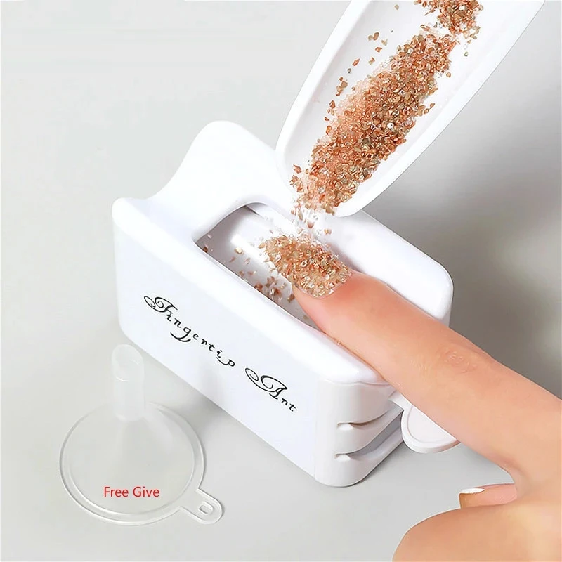 Nail Glitter Powder Recycling Storage Box Double Layer Glitter Box French Recycling Powder Box Dipping Powder Collection Box