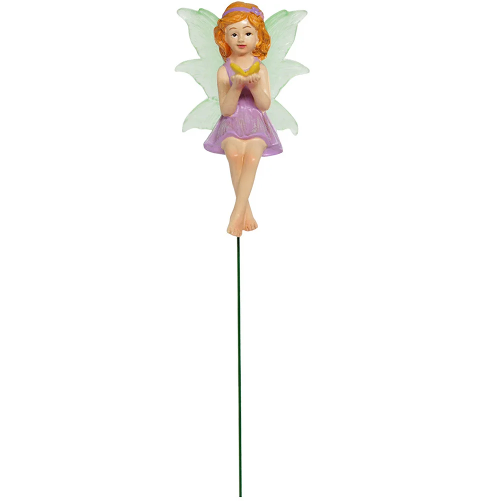 

Garden Decoration Sculpture Flower Fairy Shape Stake for Bonsai Potted Plants Outdoor Yard Patio Resin Miniature Fairy Decor