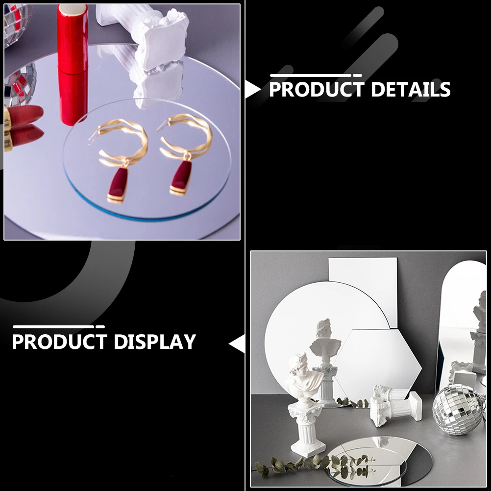 

2pcs Reflective Mirrors Photo Props Acrylic Waterproof Lightweight For Jewelry Photography Background Tool Decorative