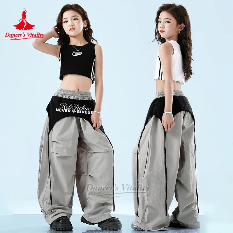 Teenagers Jazz DanceTraining&Perform 2-piece Sets Dancer's Vitality Children Kpop Grop Practise Catwalk Show Clothes for Girl's