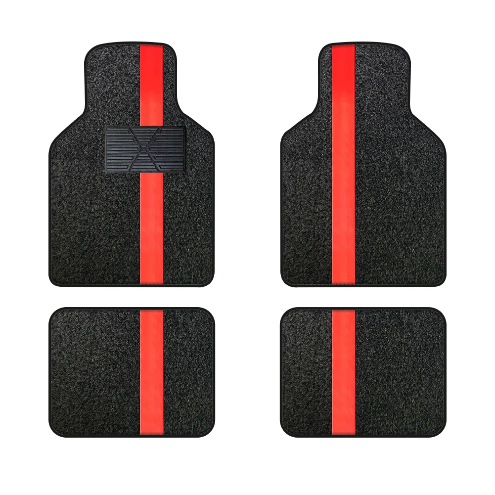

5X colorful Bar Universal Car Floor Mat Polyester Velvet Foot Pedal Waterproof Durable Antiskid Black 4pcs