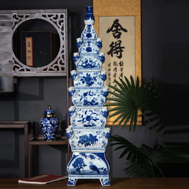Jingdezhen pagoda vase high temperature firing hydroponic floor ceramic jewelry
