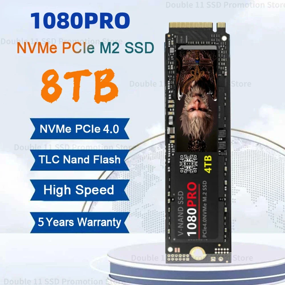 

1080PRO PCIe 4.0 NVMe 2.0 M.2 2280 1TB 2TB 4TB SSD Internal Solid State Hard Drive For Laptop Desktop MLC PC PS5 Computer NEW