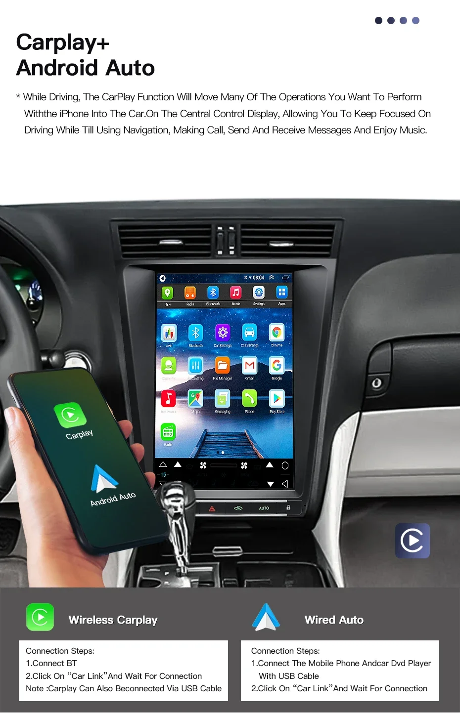 12.8''Android 14 Touch Screen Car Radio For Lexus GS GS450h GS300 GS350 2005-2011 GPS Carplay Multimedia Video Player DSP 4G