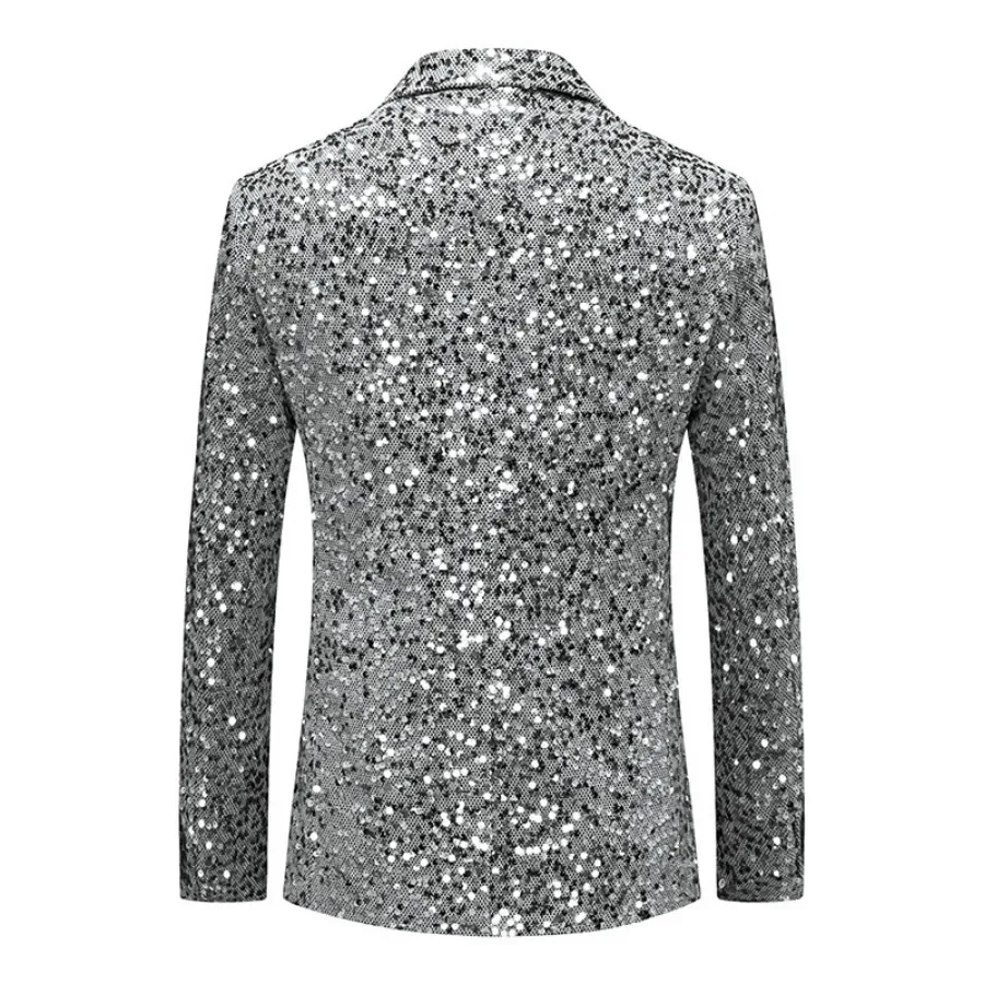 Shiny Gold Sequin Glitter Embellished Blazer Jacket Men Nightclub Prom Suit Blazer Men Costume Homme Stage Clothes for Singers