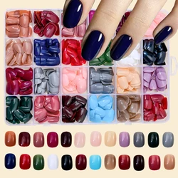 576Pcs Solid Short Square False Nails 24-Colors Acrylic Full Cover Press On Nails Colorful Artificial Manicure Fake Fingertips *