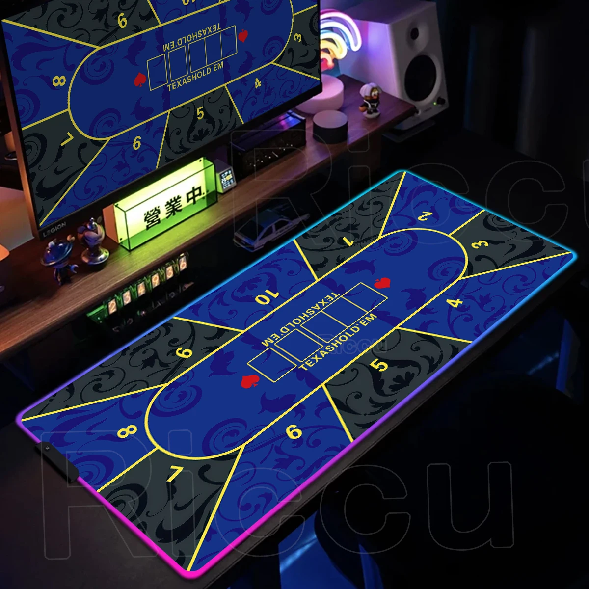 Texas Poker Mat XXL Rubber Tablecloth Nonslip Game Layout Mat Tabletop Holdem Mats For Home Entertainment Board Game Rgb Carpet
