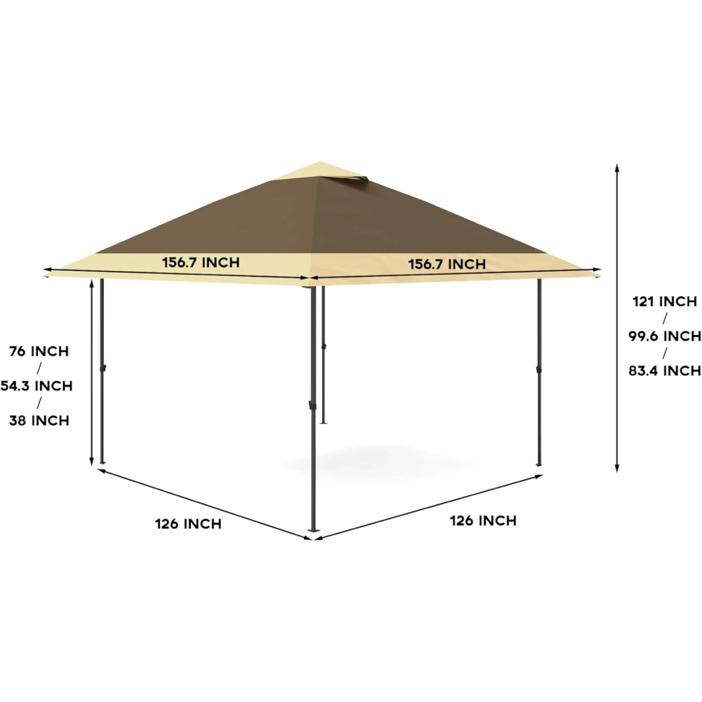 13' x 13' Outdoor Gazebo, Double Roof Patio Gazebo Quick Setup Instant Canopy Tent Instant Canopy Gazebo Shelter, Khaki &Beige