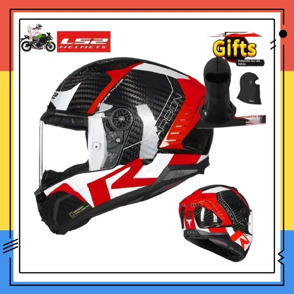 LS2 Motorcycle Helmet Original Full Face THUNDER ls2 6K Carbon Fiber Helmet Motobike Racing Track FF805 Cascos Para Moto Helmets