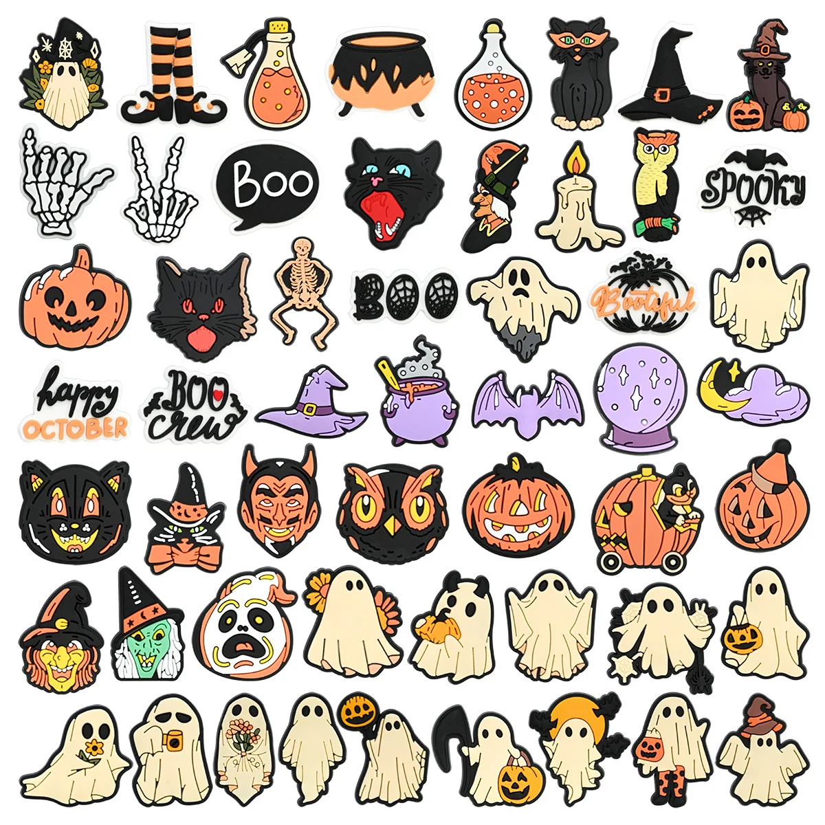 2pcs lot Halloween PVC shoe buckle charms accessories decorations ghost for clogs sandals wristbands DIY kids unisex gift