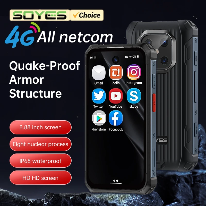 SOYES MAXo 6GB RAM 128GB ROM IP68 Android 12.0 الهاتف الذكي 3000mAh Face ID 4G LTE OTG 3.88 بوصة شاشة متينة رخيصة الهاتف الخليوي