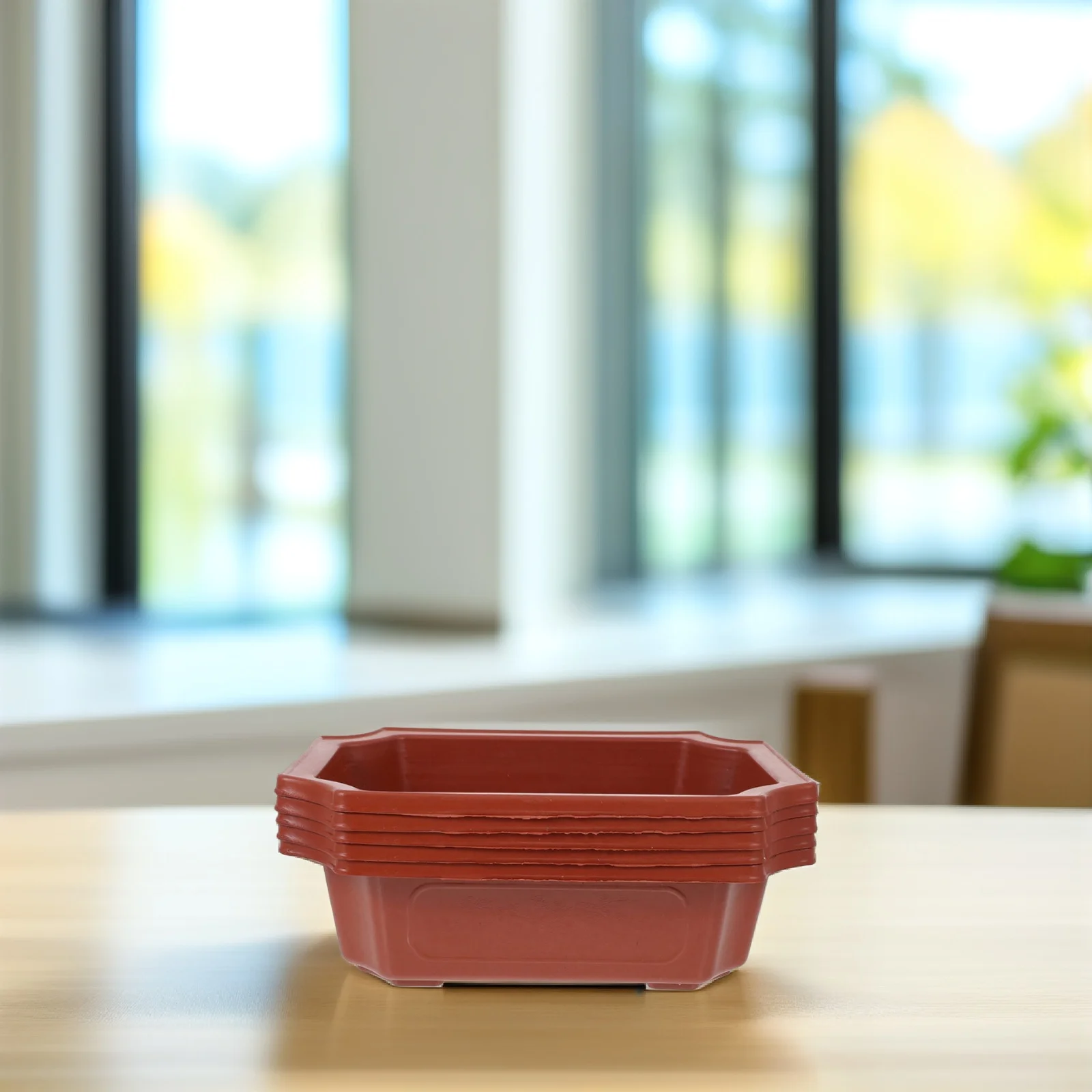 

5Pcs Ceramic Look Flowerpots Rectangular Planter Home Balcony Indoor Outdoor Gardening Pots Minimalist Style Bonsai Flower Pot