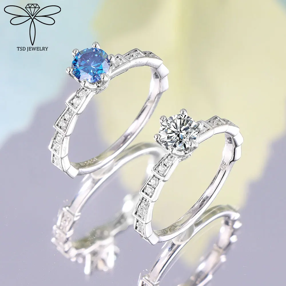 

1.0 Carat Diamond Engagement Ring 925 Sterling Silver Moissanite Eternity Rings with Certification Women Wedding Fine Jewelry