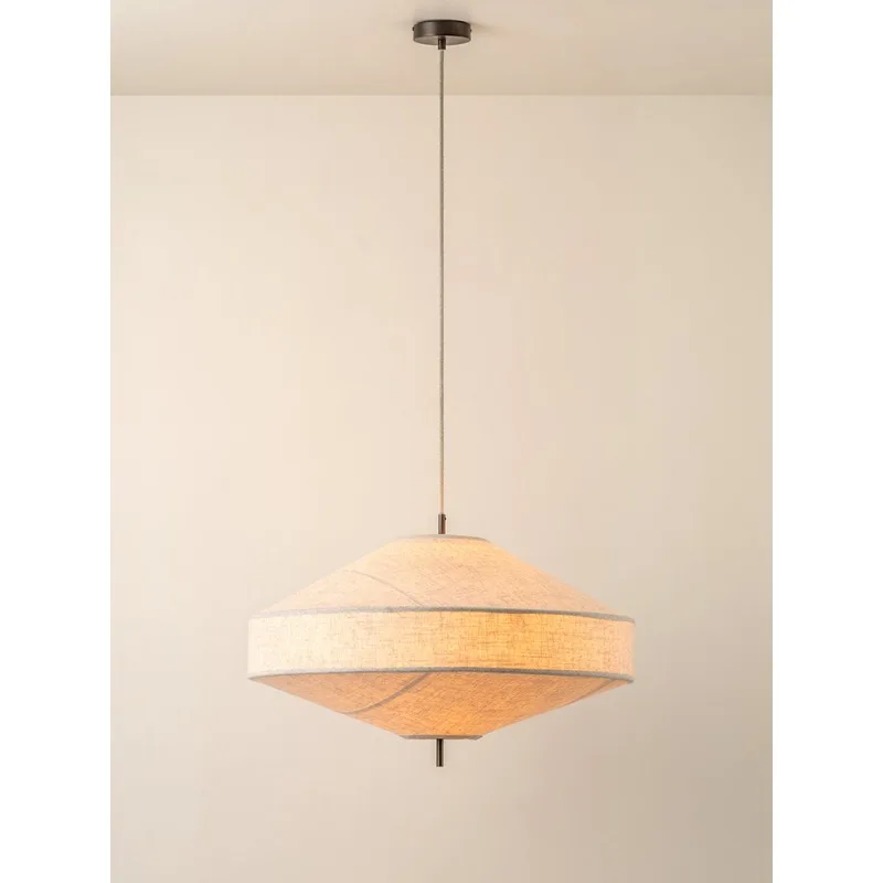 

Vintage Linen Fabric Lampshade Pendant Lights Living Room Bedroom Restaurant Homestay Tea Room Zen Inspired Retro Hanging Lamps