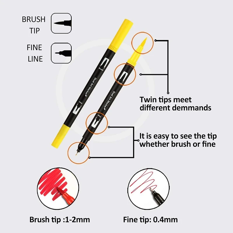 Colouring Pens Dual Brush Pens Felt Tip Pens Art Markers Drawing, Painting, Calligraphy, Colouring Books