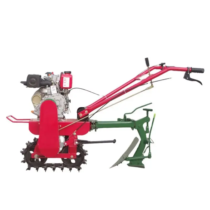 Mini Vegetable Planting Chain Track Microtiller Small Agricultural Weeder Cultivator Diesel Single Track Plow Machine