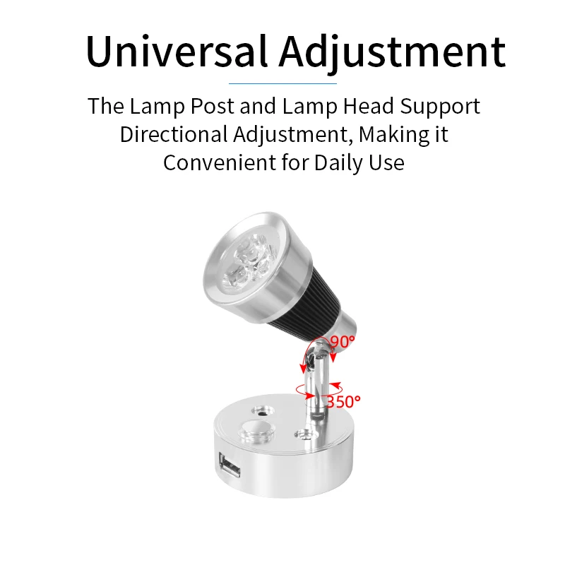 ضوء 12 فولت صمام ثنائي باعث للضوء القراءة RV عكس الضوء القراءة الخفيفة مع شاحن USB للإضاءة الداخلية مقطورة معدات التخييم البحرية