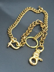 Unique Chunky Designer Solid Brass Jean Trousers Chain Keychains Pattern Link Miami Chain Heart Spring Hook EDC DIY