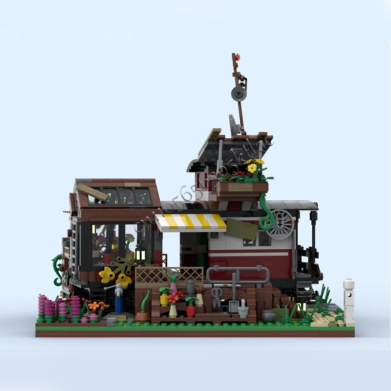 1330 pièces scène de rue de ville garde la voiture maison de fleurs MOC personnaliser modèle de bloc de construction modulaire bricolage assemblage jouet cadeau