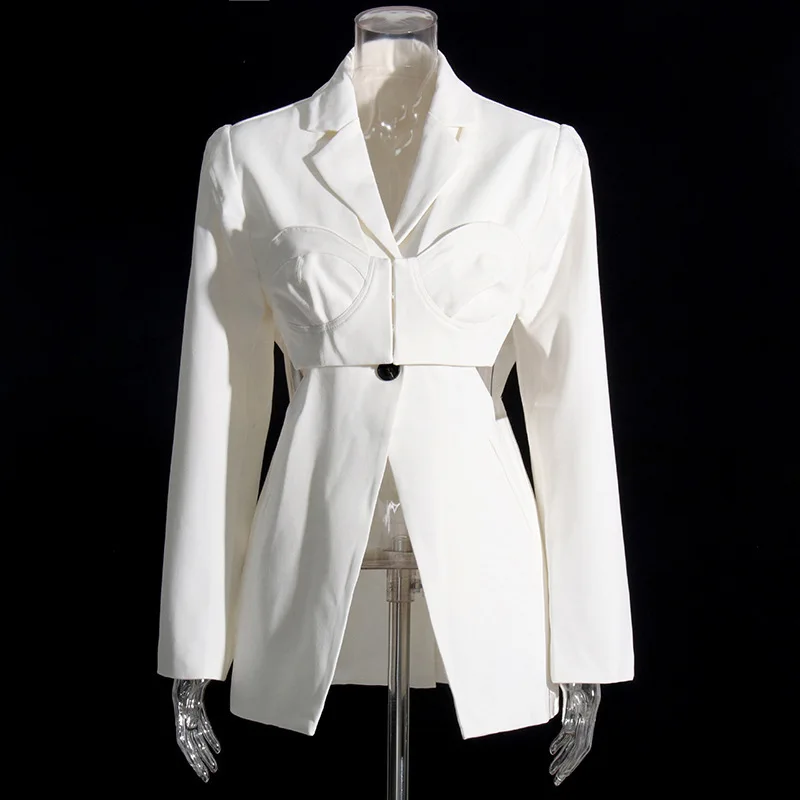 EAEOVNI-traje de moda para mujer, Color sólido, cuello con muescas, diseño de retales, chaqueta ajustada con botones, abrigo, novedad de 2026