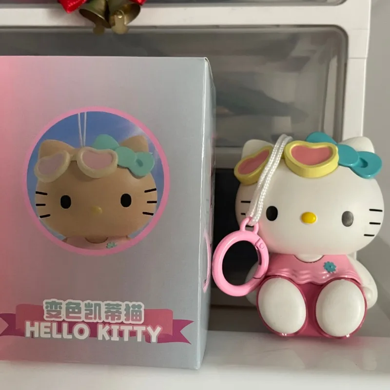 Kawaii Will Tan Hello Kitty Doll Color Change Anime KT Cat Bag Hanger Cartoon Key Chain for Girlfriend Birthday Gift Cute Toys