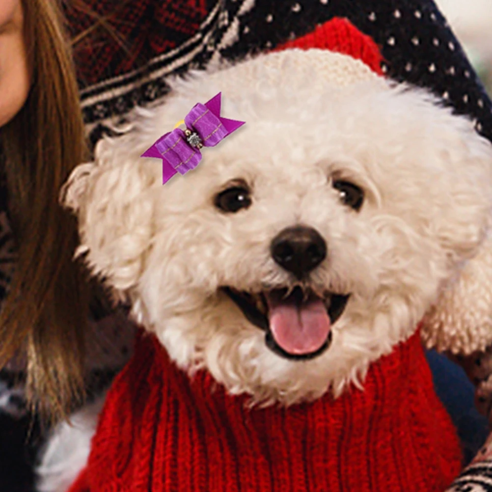 

10Pcs Small Dog Hair Bows Pet Hair Bows Mixed Colors Halloween Durable Polyester Rubber Band Dog Accessories for Festivals