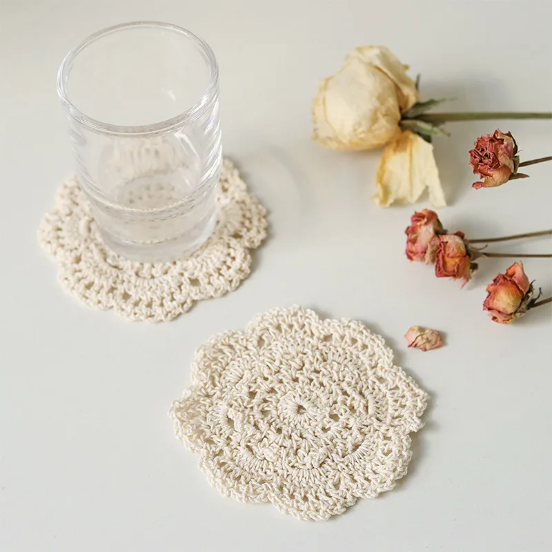 Retro Ins Lace Crochet Cotton Coaster Placemat Desktop Photo Background Decorative Mat Photography Background