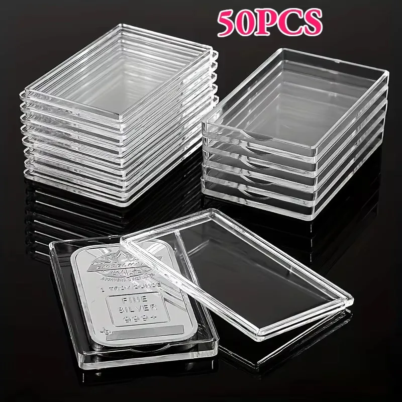 

50 шт. прозрачных акриловых контейнеров для хранения серебряных монет весом 1 унция, коробка для коллекционирования монет, коробка для памятных монет