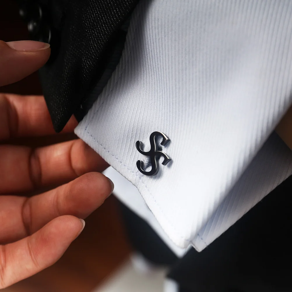 Tangula Custom Initials Cufflinks Stainless Steel Men's Letter Cufflinks Personalized Wedding Jewelry for Groom Best Man Gifts