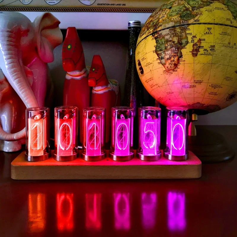 Nixie Tube Clock Led Table Glow Tube Clock Wood Luxury Digital Watch RGB Electronic Desktop Alarm Clocks Vintage Birthday Gift