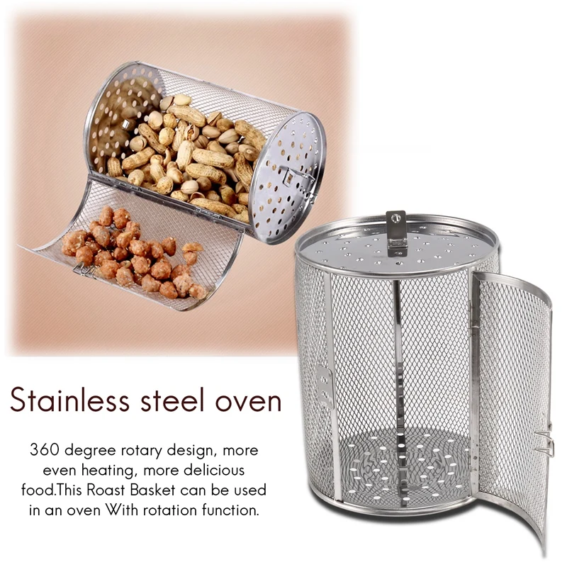 Rotisserie casket Rotisserie Basket,14X18cm Stainless Steel Oven Roast Basket ​Baking Cage for BBQ Grill