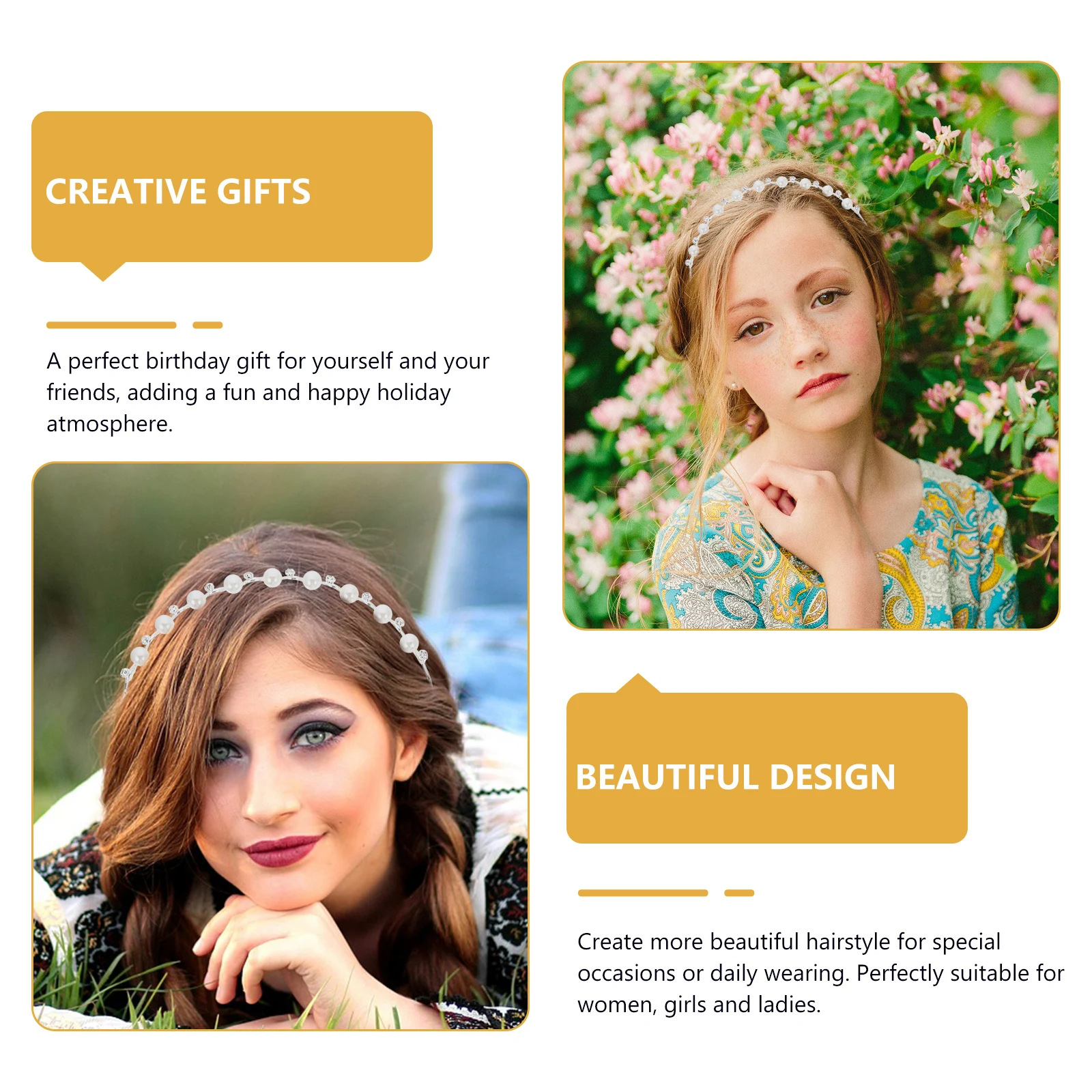 

3Pcs Rhinestones Pearl Hairbands Crystal Flower Bridal Headband Metal Wedding Party Hair Accessories Crystal Flower Headbands