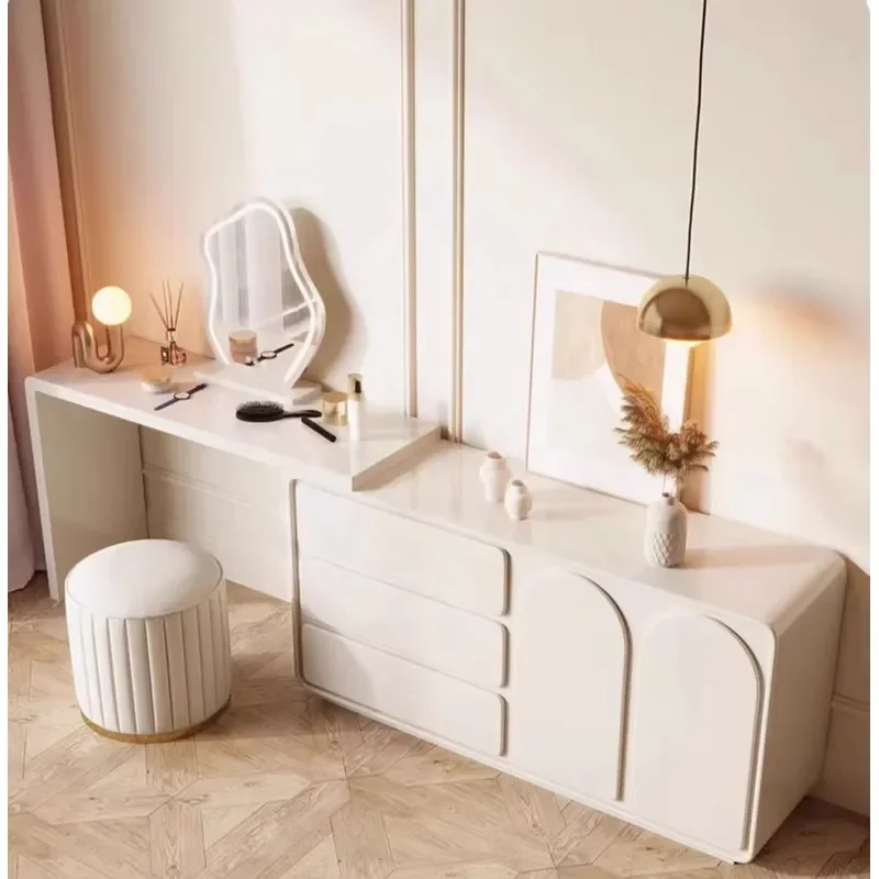 Minimalist Modern Foldable Smart Dressing Table Cheap Dresser Lighted Mirror Makeup Vanity Bedroom Hotel