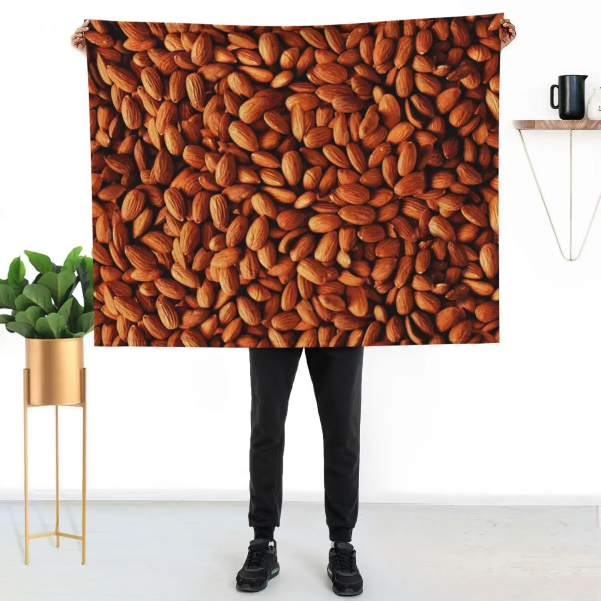 

Almond Seamless Pattern Throw Blanket Multi Purpose Soft Warm Blanket for Home Travel