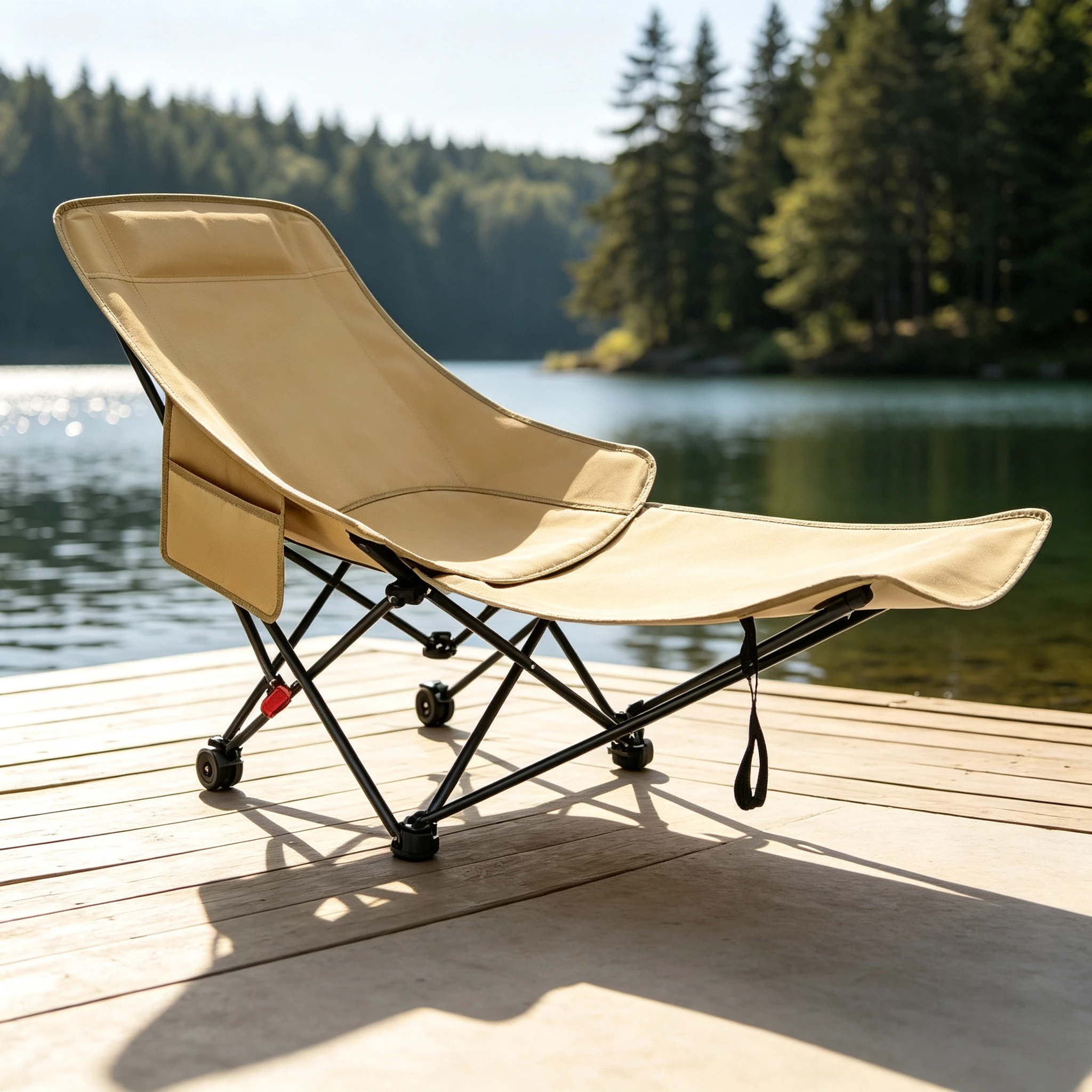 Portable Outdoor Moon Recliner Chair, 4‑Position Adjustable Folding Leisure Seat with Footrest for Camping, Beach, Fishing