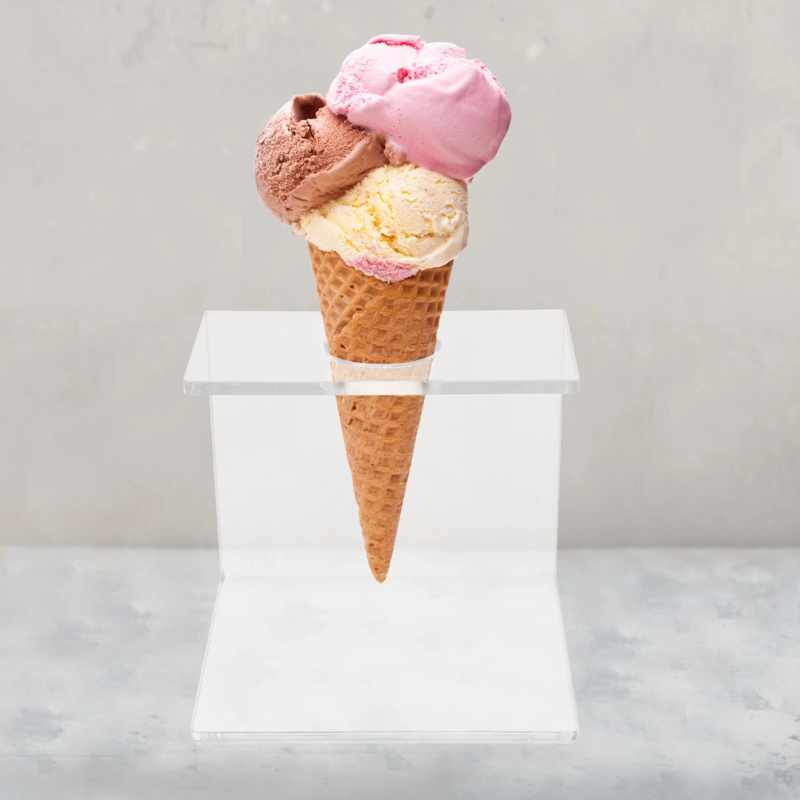 حامل مخروطي آيس كريم أكريليك شفاف حامل مخروطي شفاف رف شاشة حامل الوجبات الخفيفة المستقر لطاولة الحلوى للحفلات #5