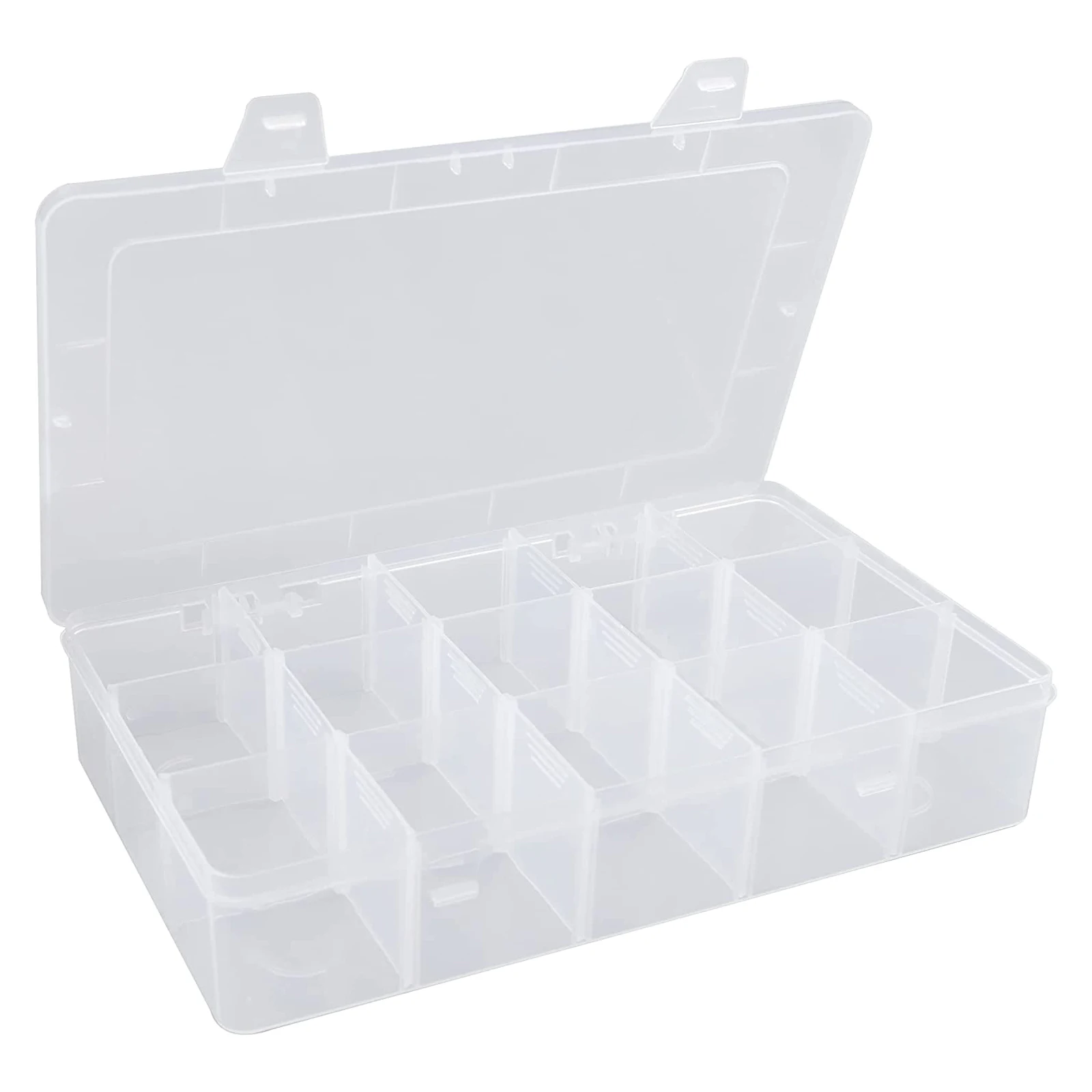 1pc 15 Girds Clear Large Plastic Organizer Box with Dividers Bead for Jewelry Box Craft Storage